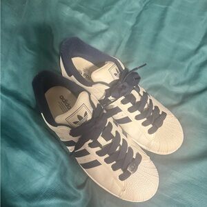 Adidas White and Blue Athletic Shoes